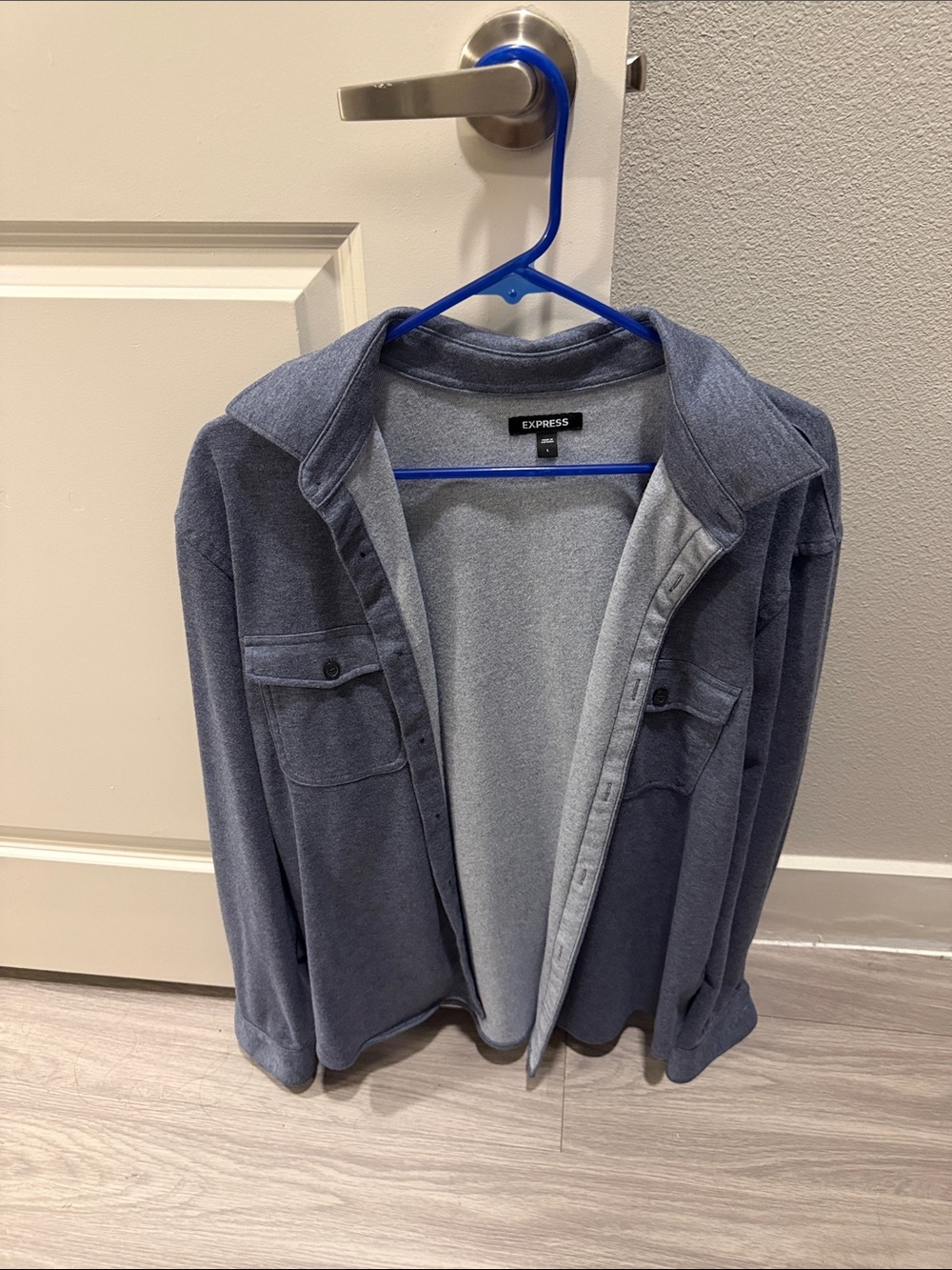 Express blue Heather Button-Front Shacket